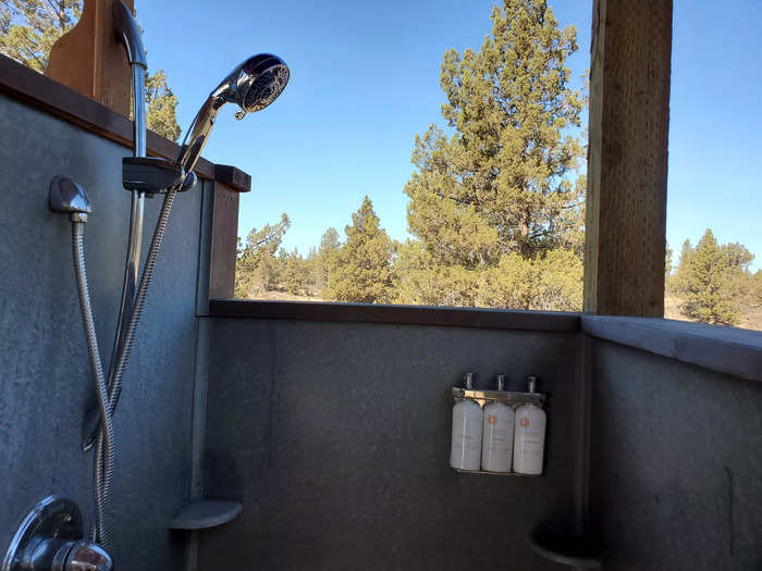 I enjoyed the outdoor shower because it reminded me that I was surrounded by nature.