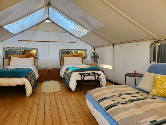 I stayed in a single queen-bed tent, but there are several other tent layout options, including one that I thought would be perfect for a family or group of friends.