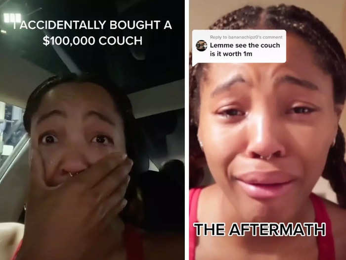 TikToker Quenlin Blackwell solicited donations after claiming she accidentally purchased a $100,000 couch, before admitting it was all a joke.