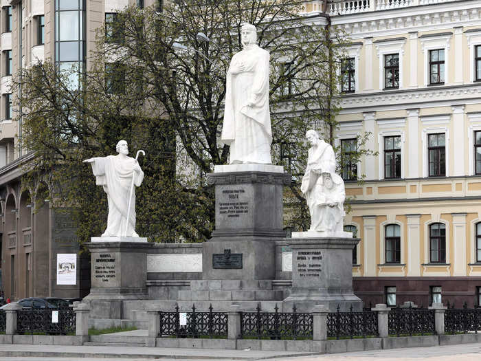 BEFORE: The Princess Olga Monument is located in the heart of Kyiv.