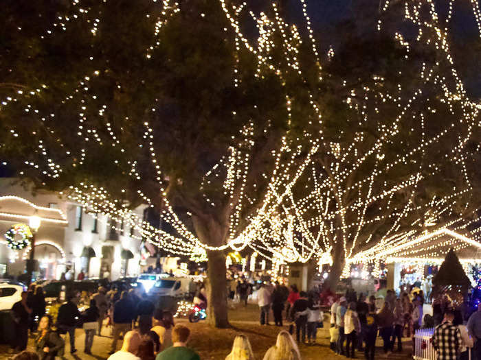 After dusk, millions of lights transformed the town into a twinkling holiday wonderland.