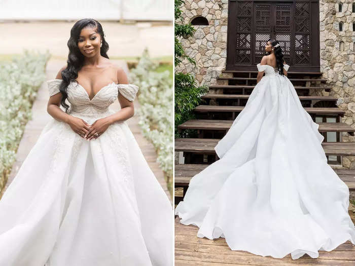 Many brides opted for dramatic ball gowns.