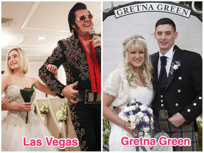 Some American couples elope in Las Vegas, and the Scottish equivalent would involve going to Gretna Green.