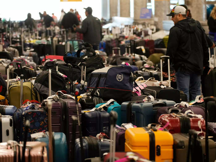 The situation was similar at Denver International Airport, where passengers were trying to find their belongings in a mass of unclaimed luggage which accumulated in Southwest