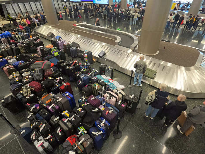 Luggage was left on Tuesday in a cornered-off section at Southwest