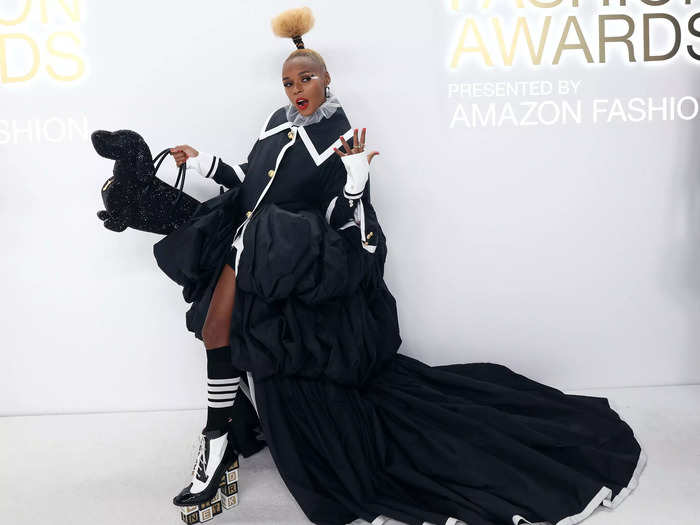 Janelle Monáe made a statement with a dramatic black-and-white number.