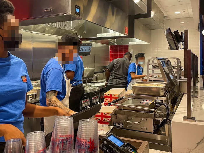 The food was being prepared just behind the counter where customers order, so you can get a glimpse at the process while you wait.