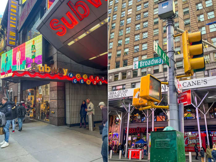 I made my way to Times Square, where the streets — and the restaurant — were packed.