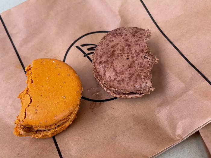 I tried the macarons — two different flavors were available on the McCafé menu.