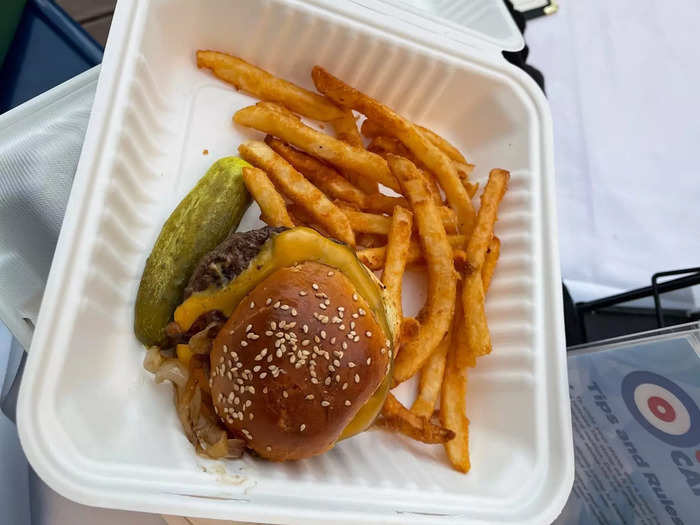 All of our meals came in to-go boxes. I ordered the beef slider with fries. It was a good snack after walking around Winter Park for a while.