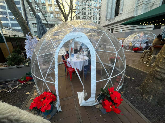 Although the website says the domes accommodate up to eight people, my group of three felt a bit cramped at the small tables inside.