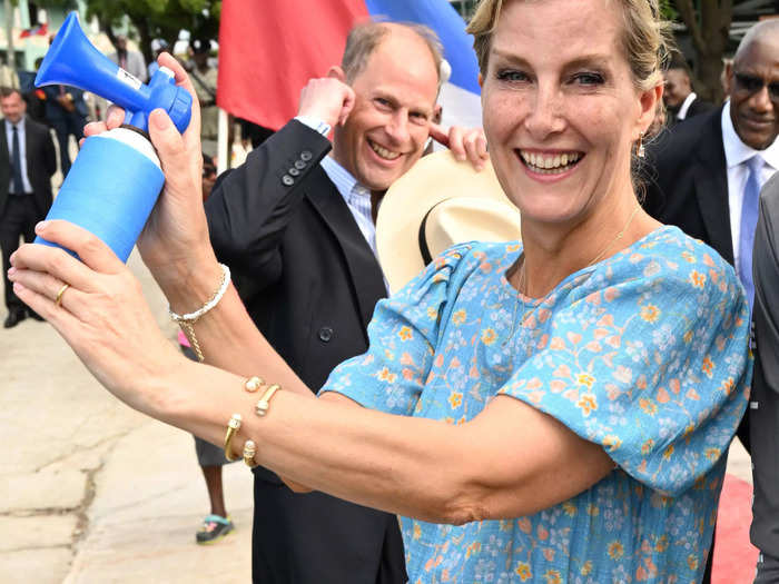 Rooke took a goofy shot of Sophie, Countess of Wessex, and Prince Edward, Earl of Wessex, during their Caribbean visit in April.