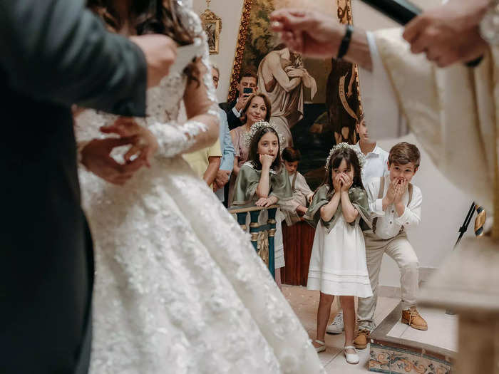 These little wedding guests were shocked by the festivities.