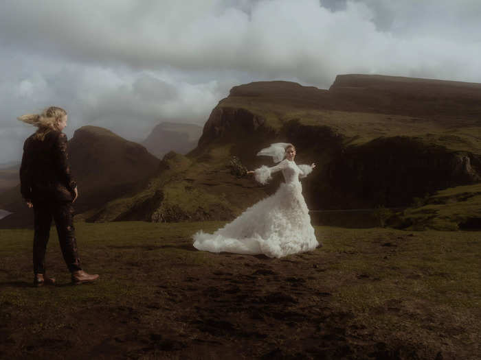 This bride also danced, though she was cliffside in Scotland.