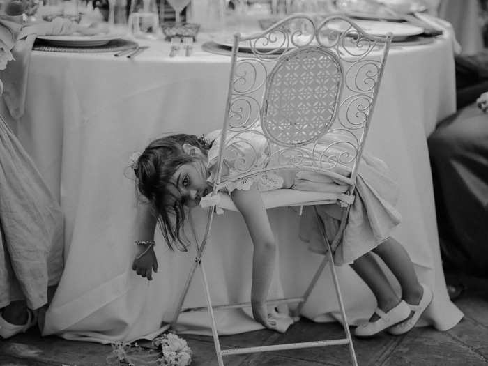 You know the party was great when even the flower girl is ready for a nap.