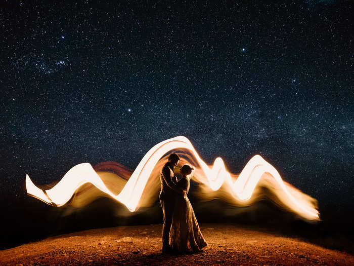 This was taken using long-exposure photography and a starry night.