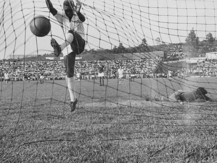 Pelé was scoring goals for Santos against grown adults when he was only 15 years old. He scored an overall total that exceeded 1,200 by the time his career was done, according to FIFA.