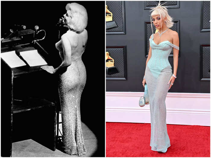 Doja Cat took after Marilyn Monroe at the 2022 Grammys in April, wearing a sparkling dress inspired by one of the actress