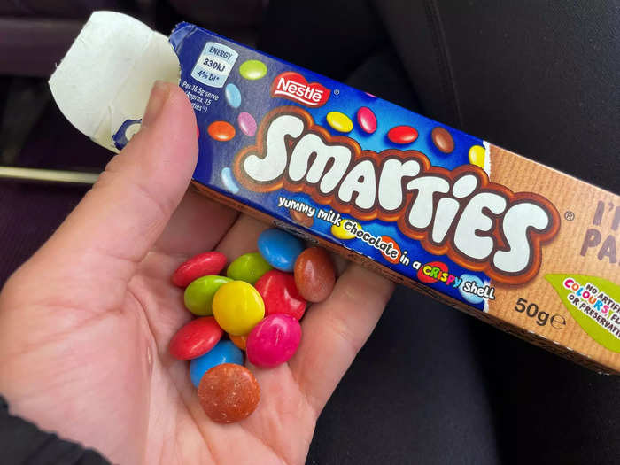 I tried Smarties, which are similar to M&M