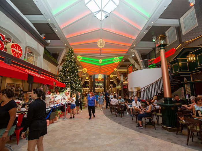 Instead, this indoor walkway resembles a mall with plenty of stores, fast dining options, and bars.