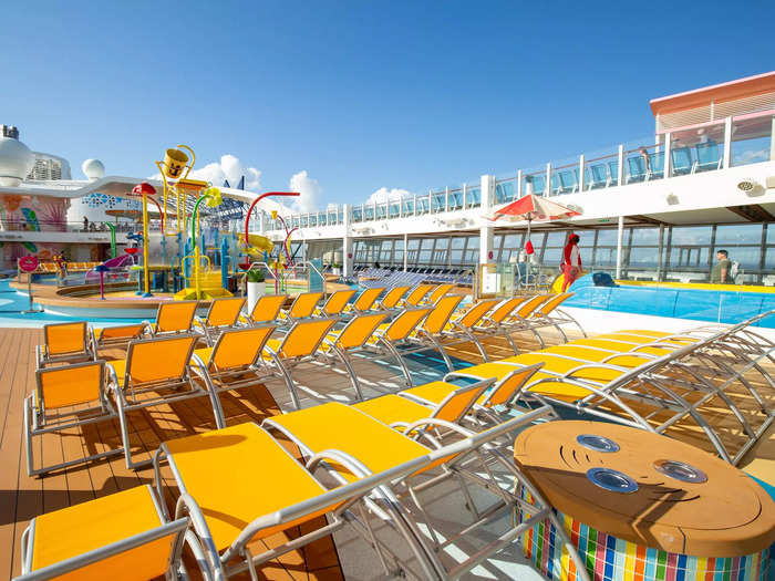 And the rows of outdoor lounge chairs seem endless as you walk through the pool deck.