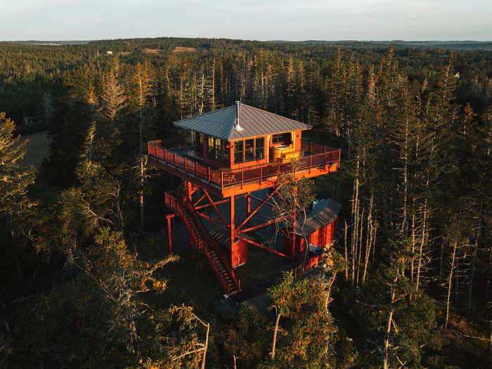 The Tower – a one-bedroom home built on steel legs – is located in Broad Cove and became available to rent in the fall of 2022. At the time of writing, The Tower costs $365 per night.