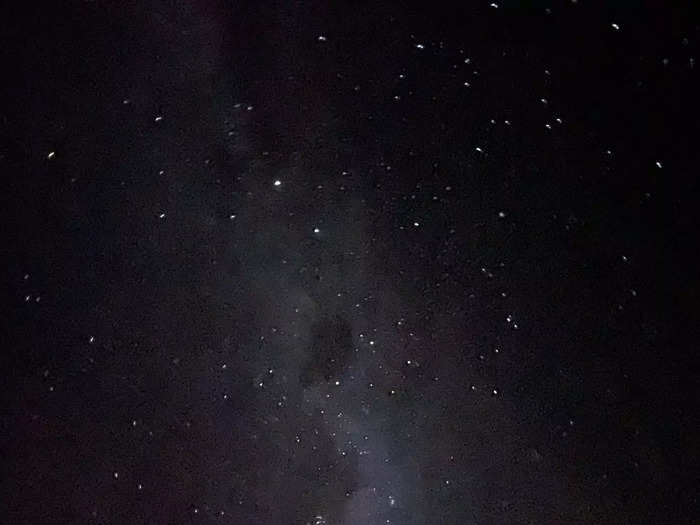 I turned off the remote-controlled fireplace to get a better view. Through the clear plastic, I searched for shooting stars and constellations.