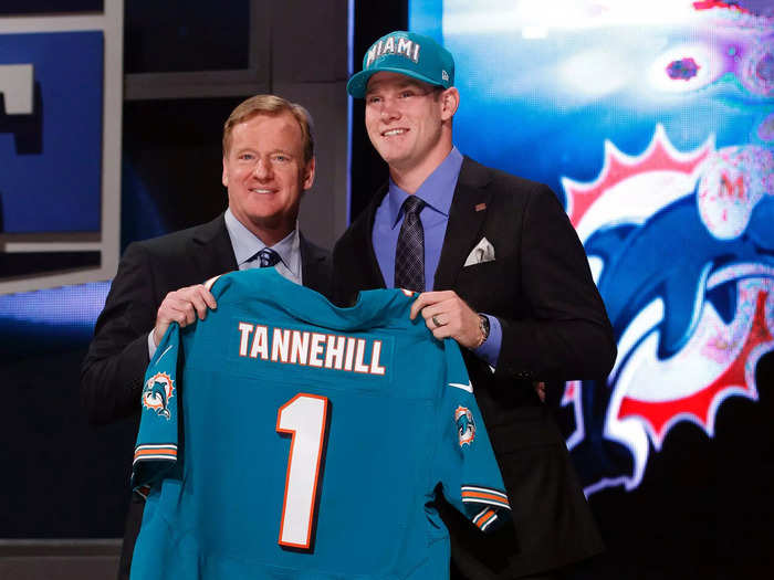 The Dolphins took Texas A&M QB Ryan Tannehill with the eighth pick overall. He started the first 77 games of his career.