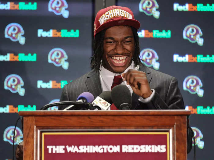 The Redskins traded three first-round picks and a second-round selection to the Rams to move up four spots and draft Baylor QB Robert Griffin III. He was a Pro Bowler and Rookie of the Year his first season.