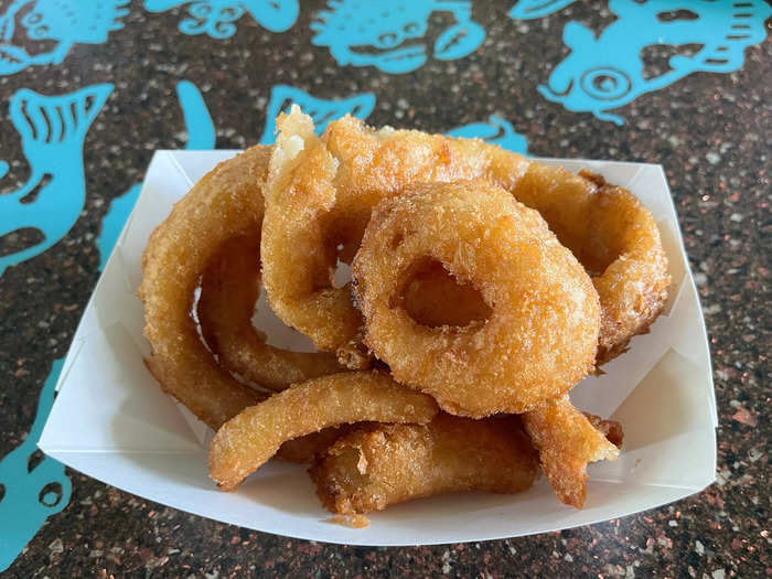 I ordered an onion-ring basket at Flame Tree Barbecue.