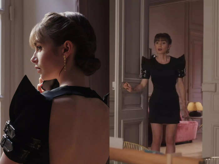 9. Emily wears two black looks in episode eight; one is clearly better than the other.