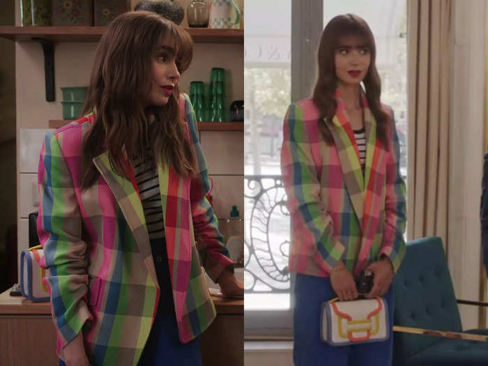 11. Not many people can pull off a multi-colored neon jacket as Emily did.