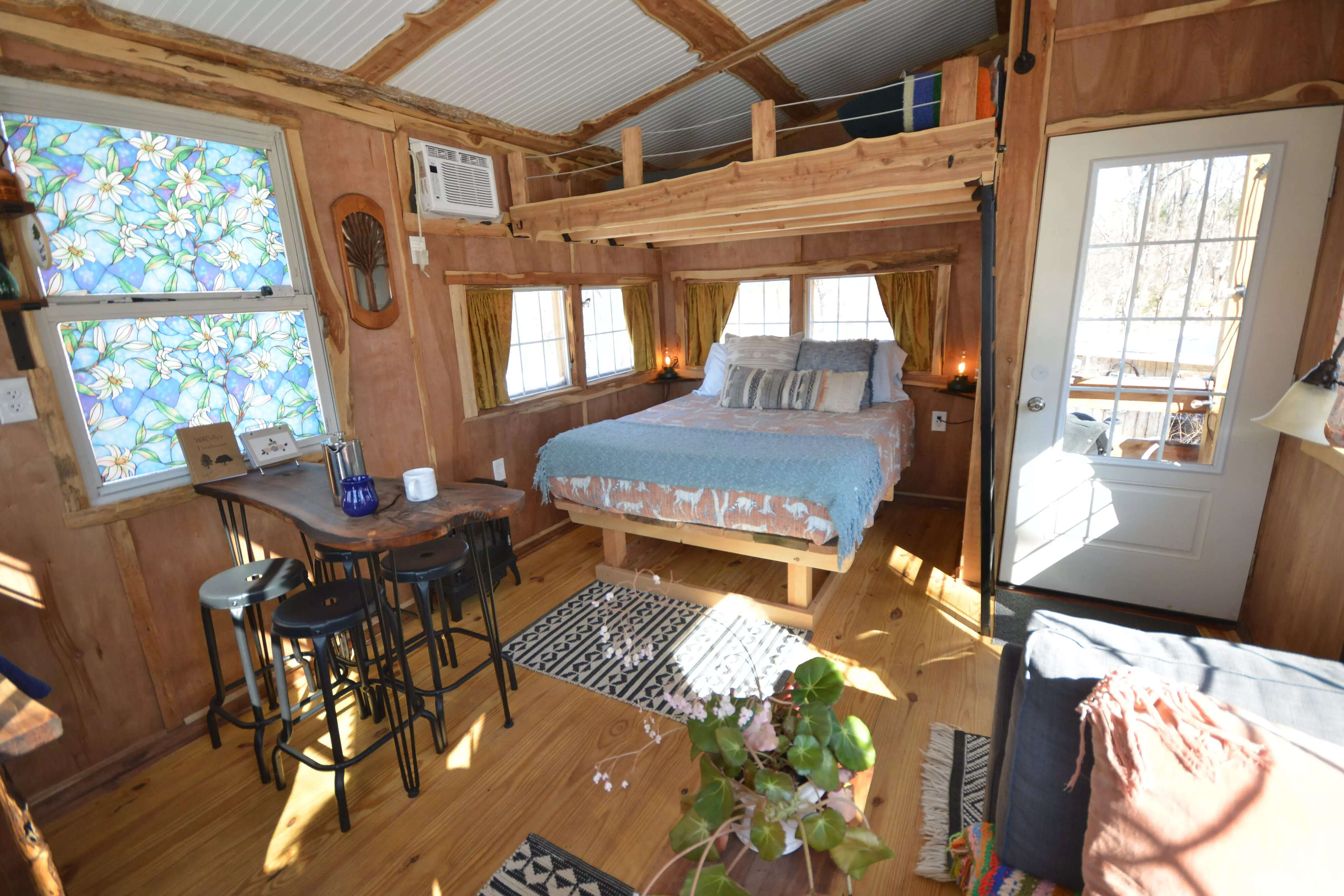 An interior view of the Airbnb treehouse