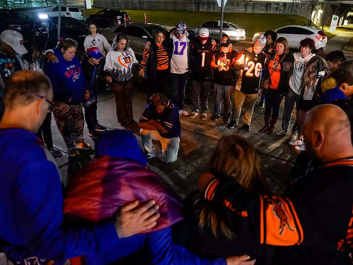 And fans of both teams gathered near the hospital to offer prayers for Hamlin