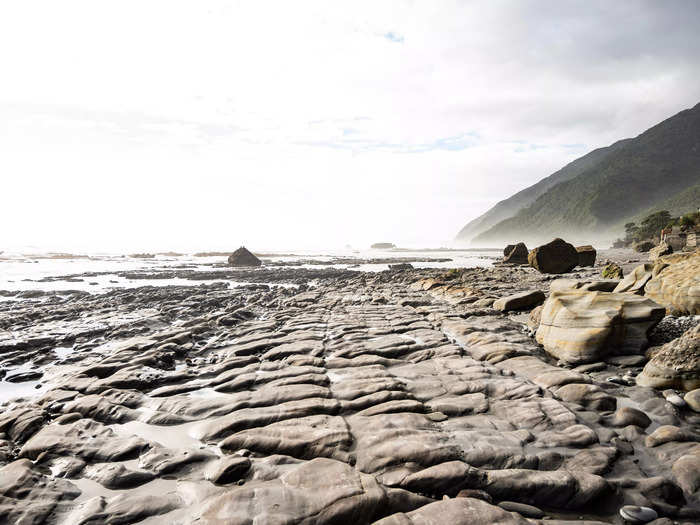 I thought that the beaches along the road had interesting layered landscapes.