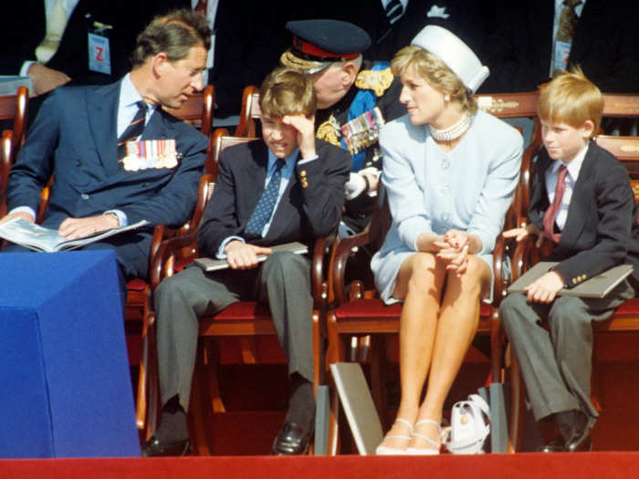 One year before their divorce was finalized in 1996, Charles and Diana attended a public engagement with their sons, Prince William and Prince Harry, in May 1995.