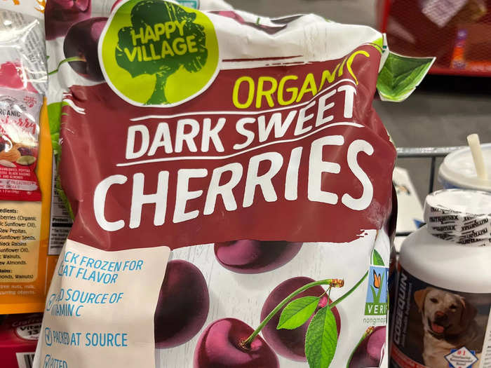 Organic frozen dark cherries are a great dessert.