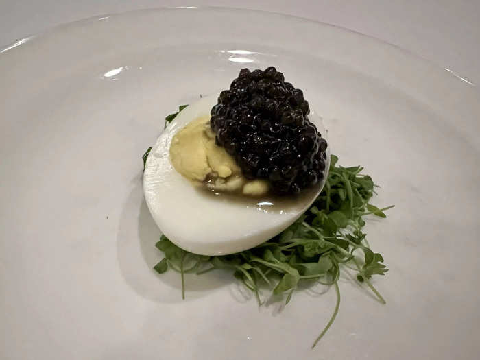 The appetizer menu offered a variety of rare delicacies — like caviar deviled eggs, foie gras, and wagyu-beef ravioli.