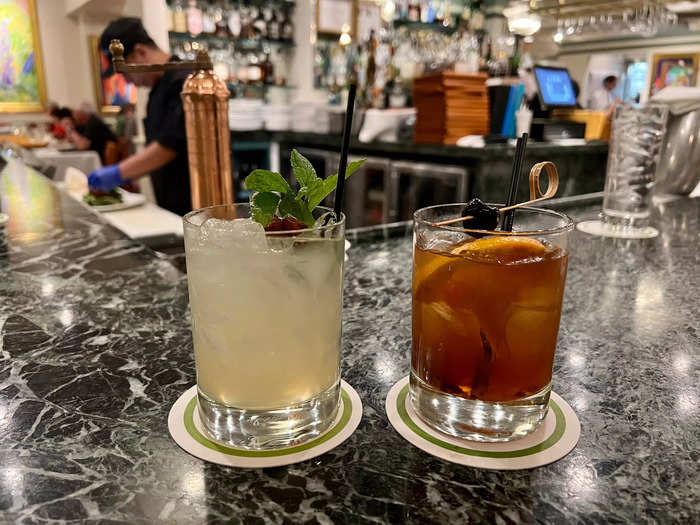 I tried the pho cocktail, a gin drink featuring pho-spiced syrup and habanero bitters.