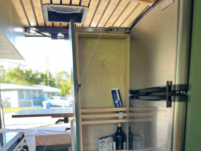 Hope said one of her favorite features in their old bus was a slide-out pantry, so the couple made sure to add that into this van.