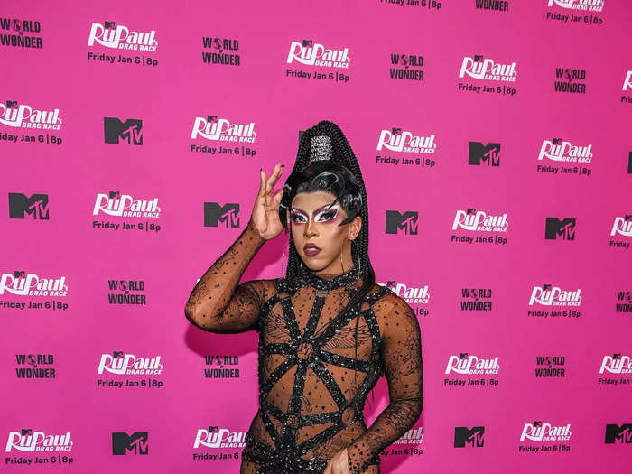 Jax wore a black mermaid-style gown with a sparkling harness top.