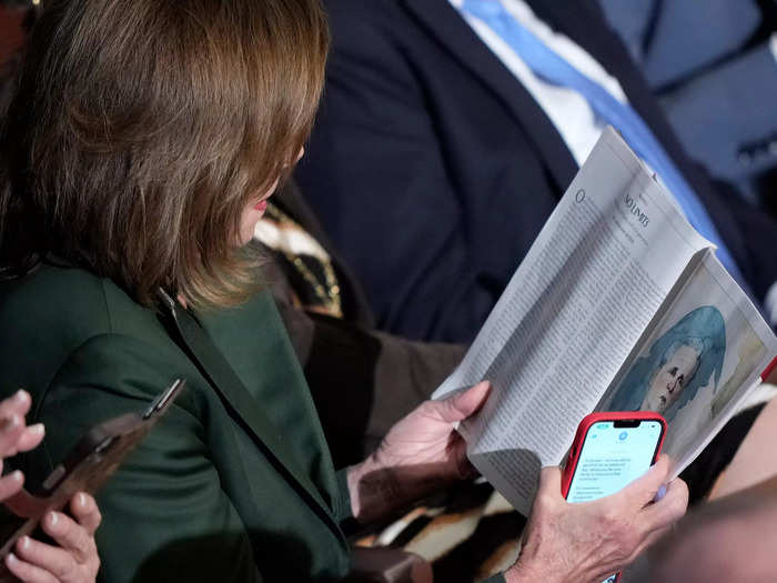 Former House Speaker Nancy Pelosi was seen reading a New Yorker article about McCarthy