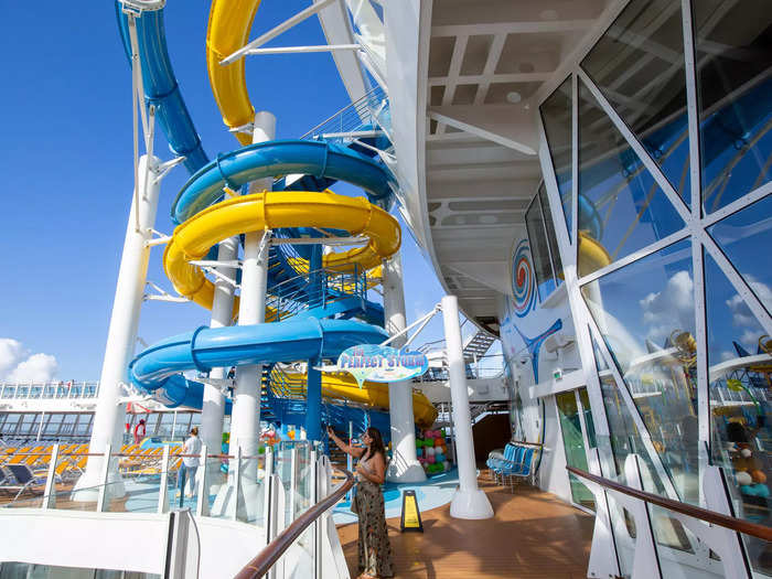 The interior of these slides becomes completely dark mid-ride, adding an exhilarating and claustrophobic touch to the quick journey down.