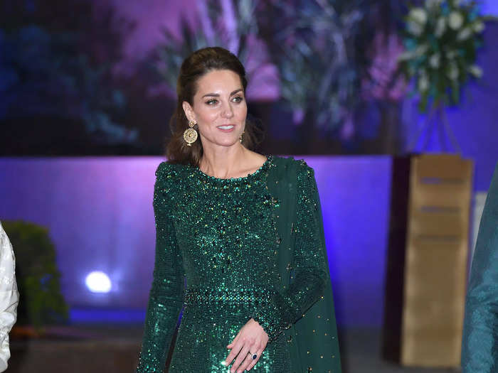 The next day, Kate wore a sparkling emerald gown.