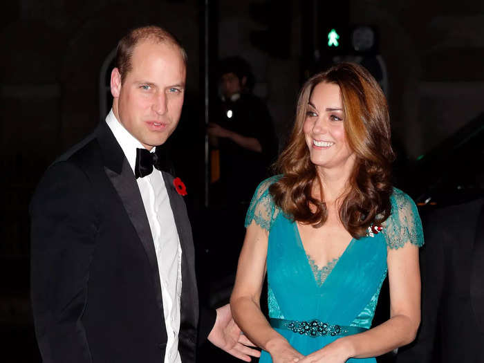 The Princess of Wales recycled this teal Jenny Packham gown, which she first wore in 2012.