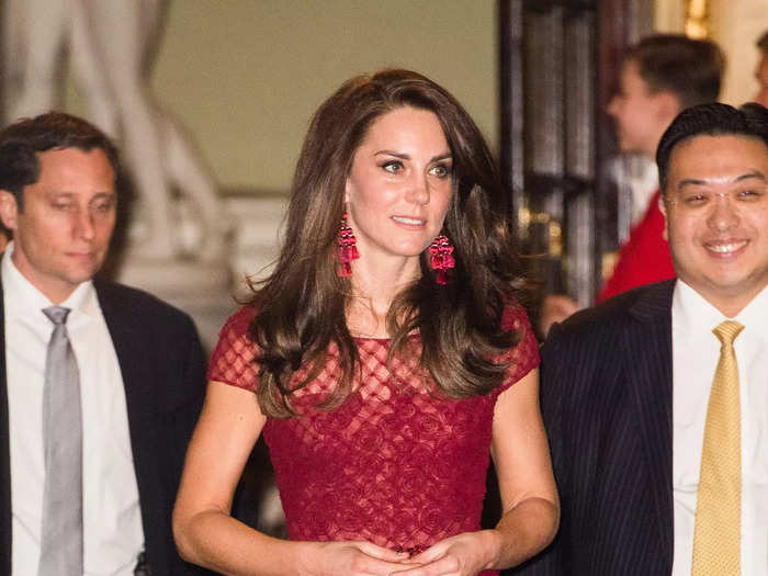 She went back to red for the opening night of "42nd Street" at the Theatre Royal.