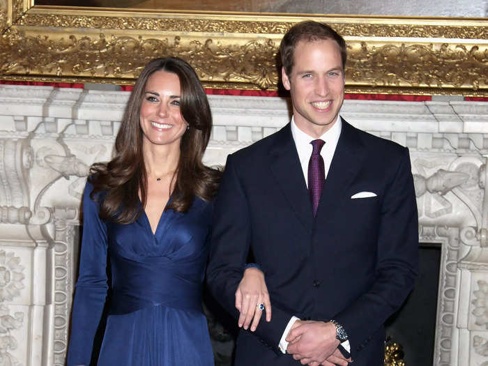 In 2010, Kate Middleton wore a blue dress to match the sapphire engagement ring Prince William proposed with.