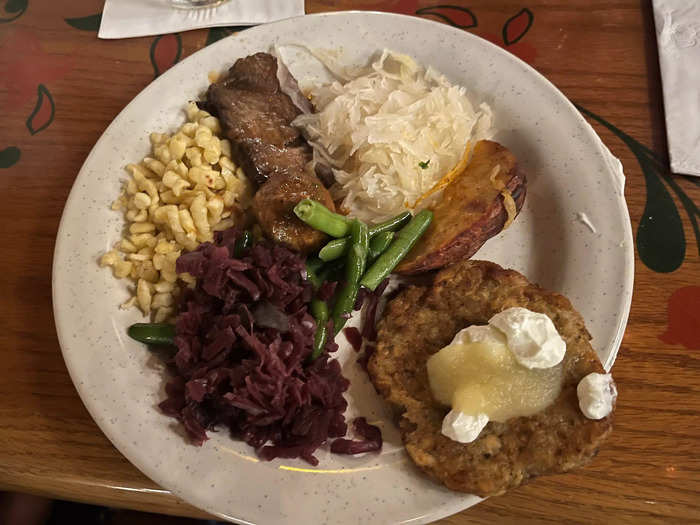 For the main course, I filled my plate with meats, vegetables, and other German delights.