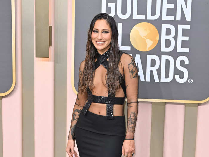 Social-media influencer Tefi Pessoa wore a Tom Ford gown that was almost completely sheer.