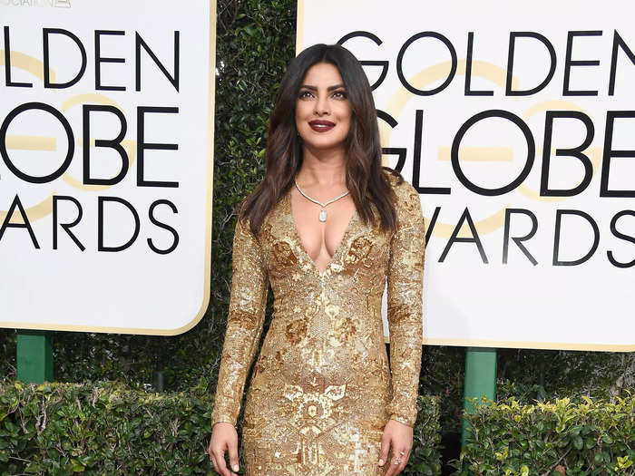 January 2017: Priyanka Chopra Jonas wore a radiant, long-sleeved gown to the 74th Golden Globe Awards.